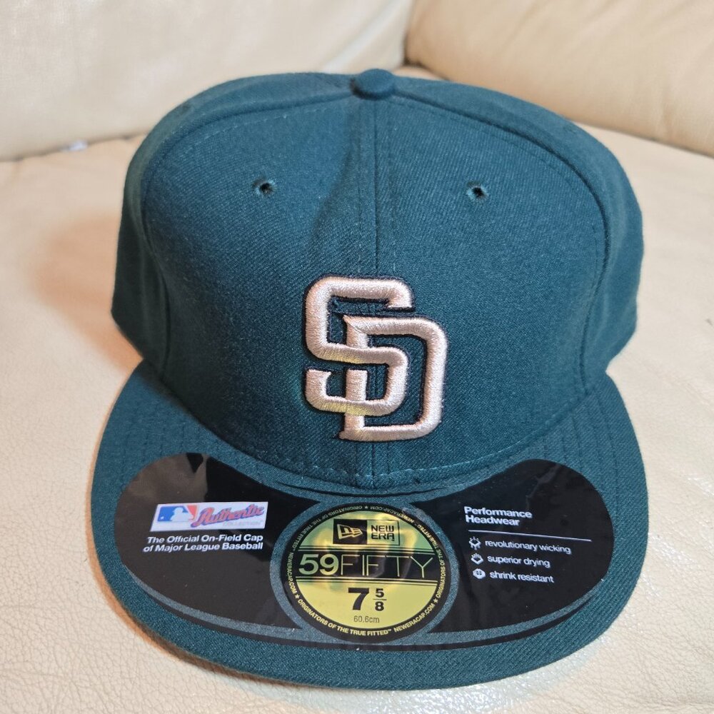 Green New San Diego Padres Hat Cap Fitted MLB Baseball Logo New Era 59Fifty